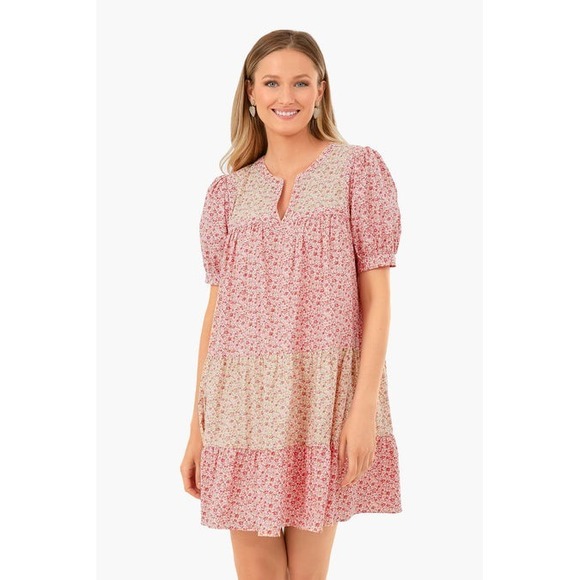 Hyacinth House Tuckernuck Hana Floral Mini Dress Small Multi Pink Tiered Cottage - Picture 1 of 12